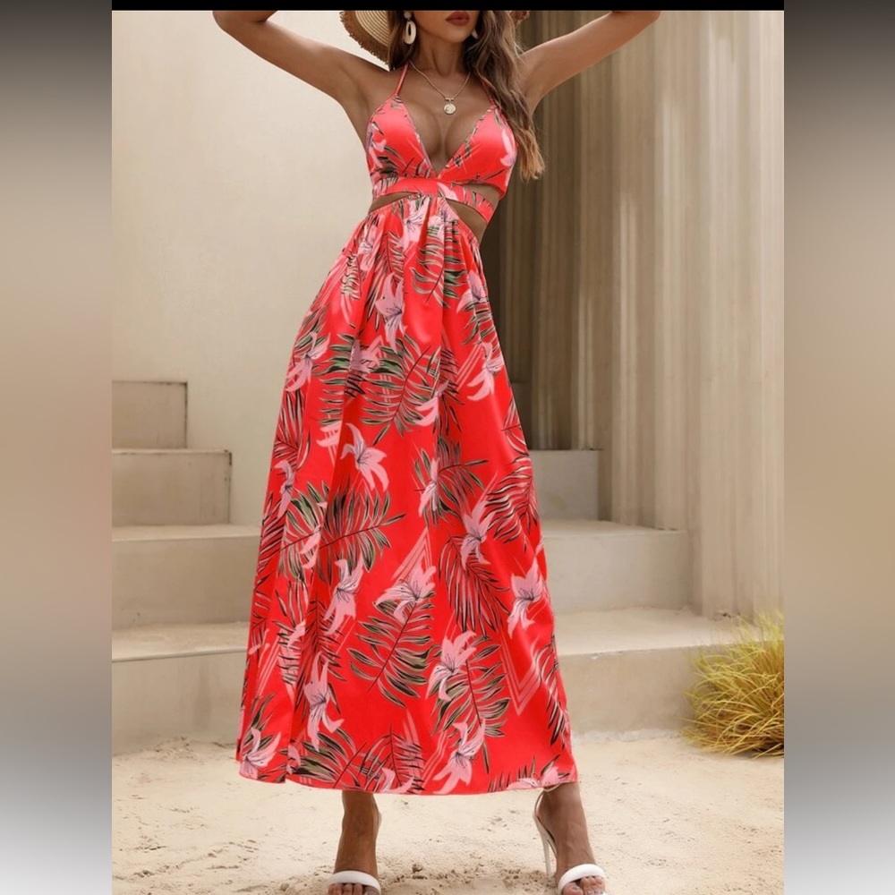 Tropical watermelon pink  Floral Women's Dress